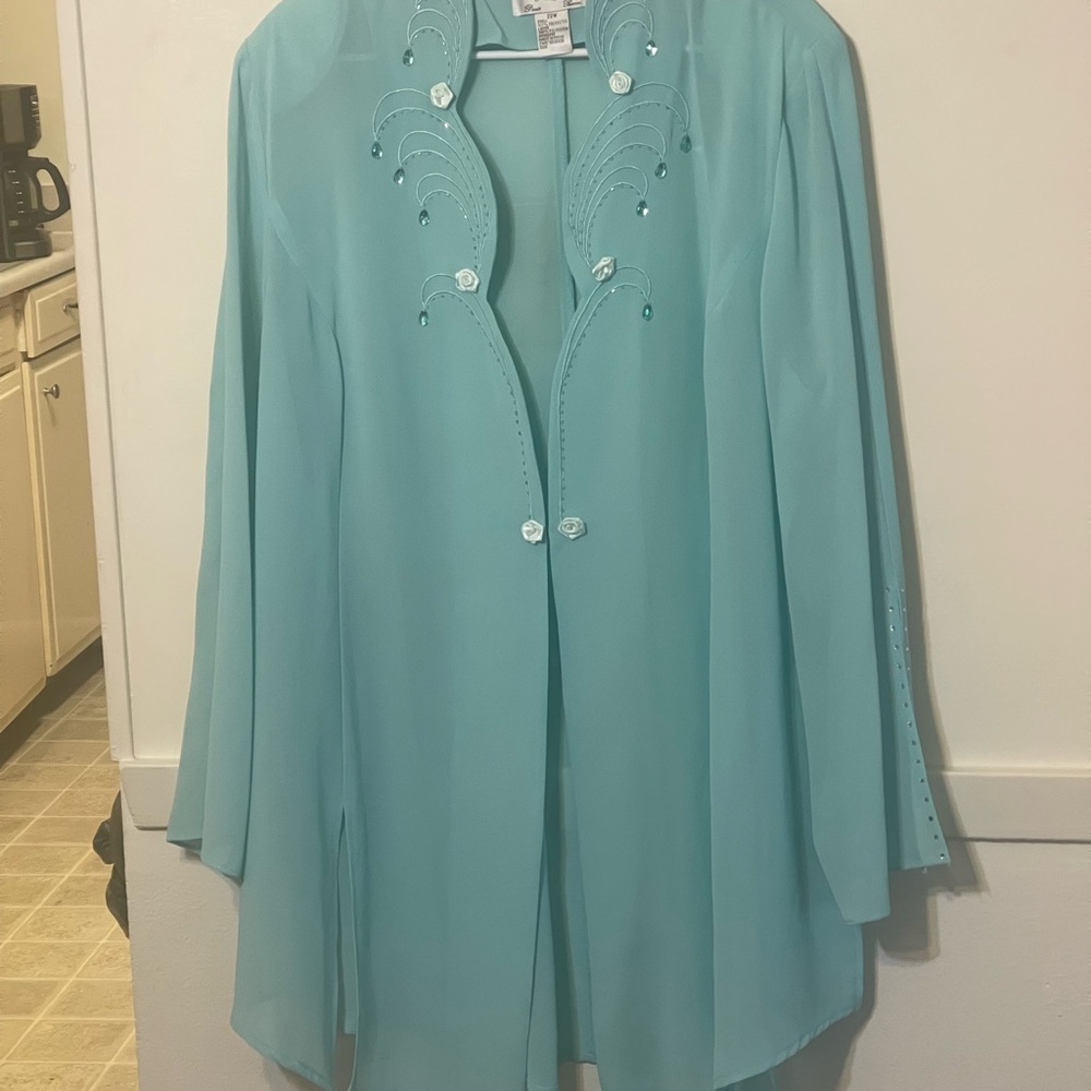Tally Taylor Light Blue Blouse zise 22W Sherlock 100% polyester Linning - Picture 7 of 7